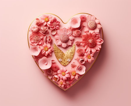Mother day on pink paper decorated with hearts, AI Generatedの素材