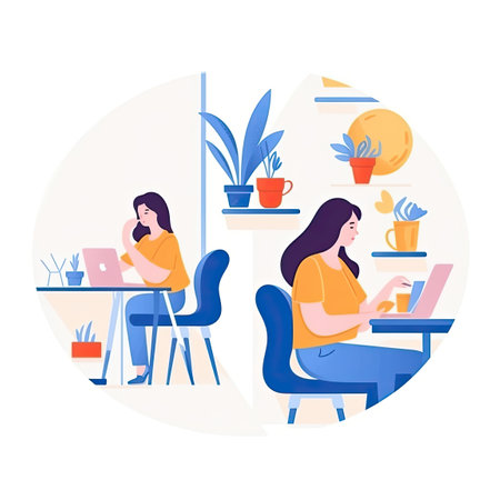 Mother day concept Flat vector illustration daily activities working AI Generatedの素材