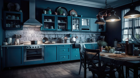 Modern Clean Contemporary Kitchen Interior Design, AI Generatedの素材