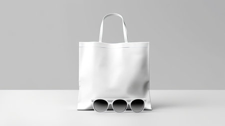 Packaging Bag Mockup White with shades on white Bg, AI Generatedの素材