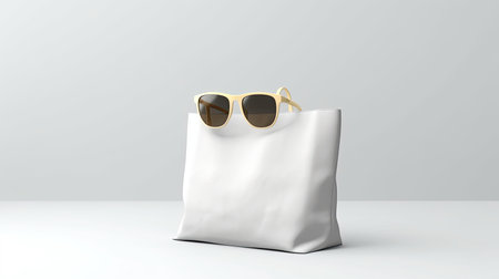Packaging Bag Mockup White with shades on white Bg, AI Generatedの素材