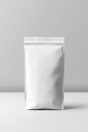 Packaging Bag Mockup White with shades white background, AI Generatedの素材