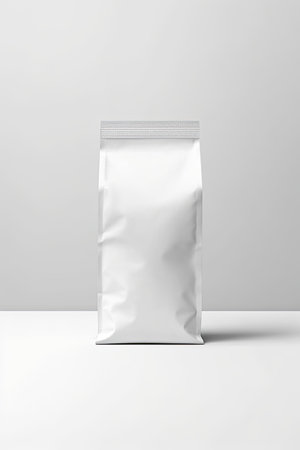 Packaging Bag Mockup White with shades white background, AI Generatedの素材