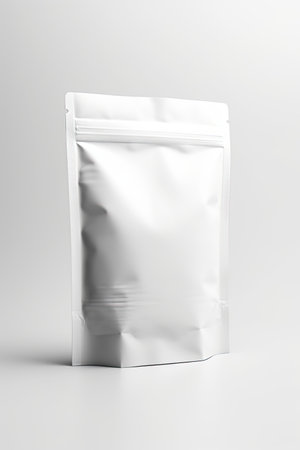 Packaging Bag Mockup White with shades white background, AI Generatedの素材