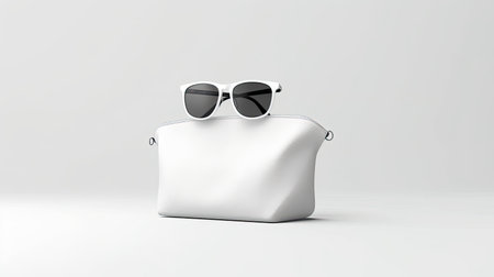 Packaging Bag Mockup White with shades on white Bg, AI Generatedの素材