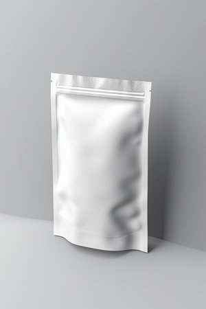 Packaging Bag Mockup White with shades white background, AI Generatedの素材
