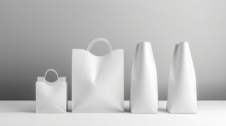 Packaging Bag Mockup White with shades on white Bg, AI Generatedの素材