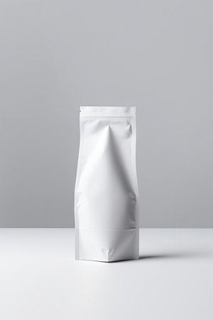 Packaging Bag Mockup White with shades white background, AI Generatedの素材