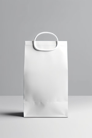Packaging Bag Mockup White with shades white background, AI Generatedの素材