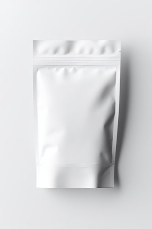Packaging Bag Mockup White with shades white background, AI Generatedの素材