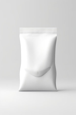 Packaging Bag Mockup White with shades white background, AI Generatedの素材