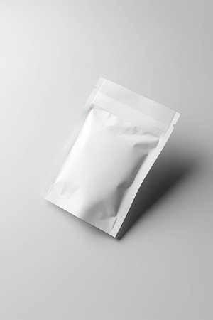Packaging Bag Mockup White with shades white background, AI Generatedの素材
