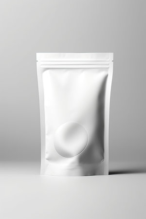 Packaging Bag Mockup White with shades white background, AI Generatedの素材