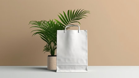 Packaging Bag Mockup White with shades on white Bg, AI Generatedの素材
