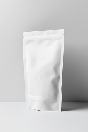 Packaging Bag Mockup White with shades white background, AI Generatedの素材
