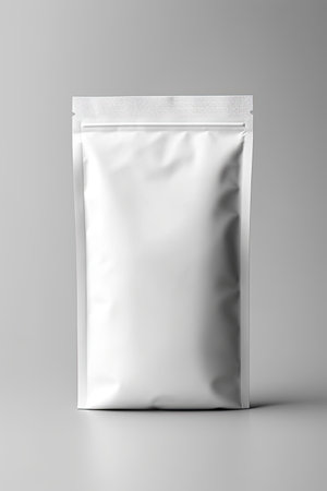 Packaging Bag Mockup White with shades white background, AI Generatedの素材