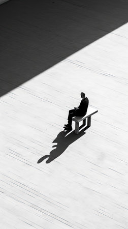 Painting of two people sitting in the middle of a line, Generative AIの素材
