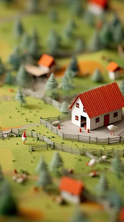Papier Quilling Creative art Minimalist farmer houseの素材