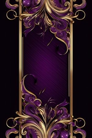 Purple background with gold flowers and a purple backgroundの素材
