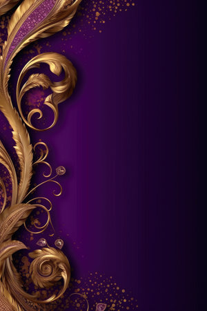 Purple background with gold flowers and a purple backgroundの素材