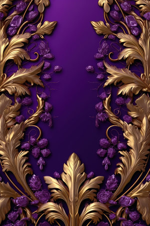 Purple background with gold flowers and a purple backgroundの素材