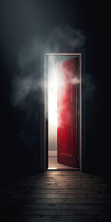 Safe and Bright Exit Door Surreal Art, Generative AIの素材