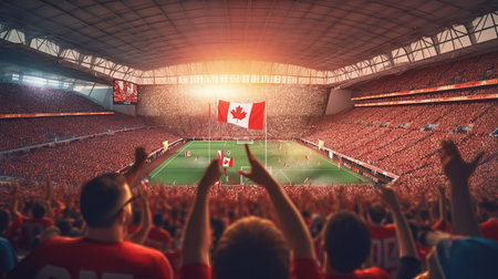 Soccer football fans cheering their team victory, Generative AIの素材
