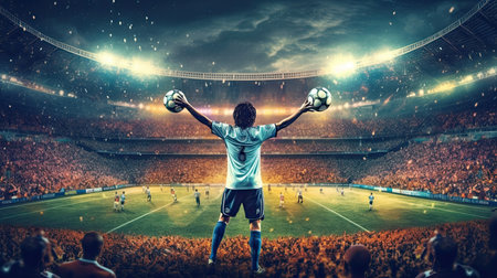 Capture the excitement and energy of a women soccer footballの素材
