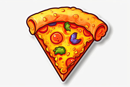 Sticker slice of pizza cartoon style AI Generatedの素材
