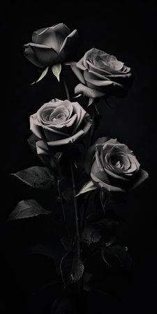 Spellbinding closeup portrait of roses, eternal melancholy, AI Generatedの素材