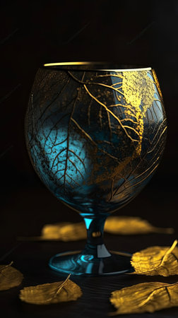 A studio shot of a Water glass on black background, Generative AIの素材