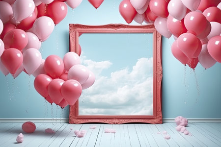 Valentines day greeting card love photo mockup, Generative AIの素材