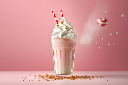 3d milk shake glass with dressing of fruits Generative AIの素材