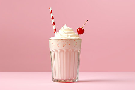 3d milk shake glass with dressing of fruits Generative AIの素材