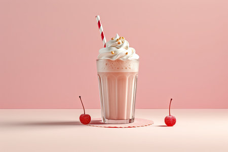 3d milk shake glass with dressing of fruits Generative AIの素材