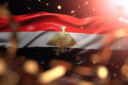 3d minimalist Egypt flag bokeh background Generative AIの素材