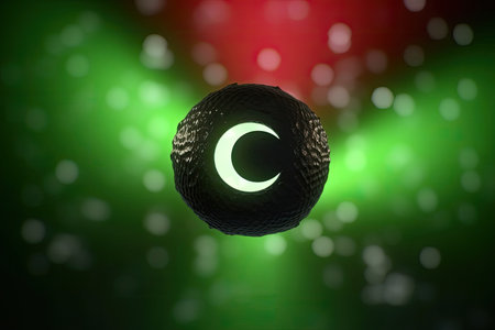 3d minimalist Libya flag bokeh background Generative AIの素材