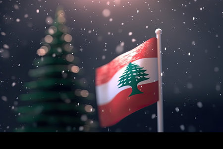 3d minimalist Lebanon flag bokeh background Generative AIの素材