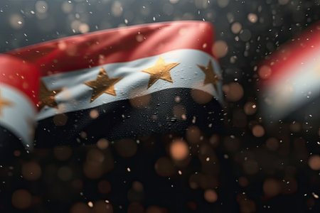 3d minimalist Syria flag bokeh background Generative AIの素材