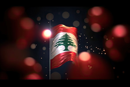 3d minimalist Lebanon flag bokeh background Generative AIの素材