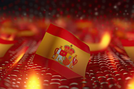 3d minimalist Spain flag bokeh background Generative AIの素材