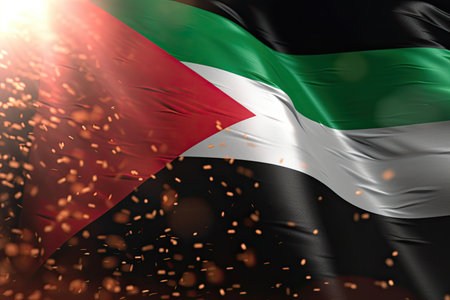 3d minimalist Palestine flag bokeh background Generative AIの素材