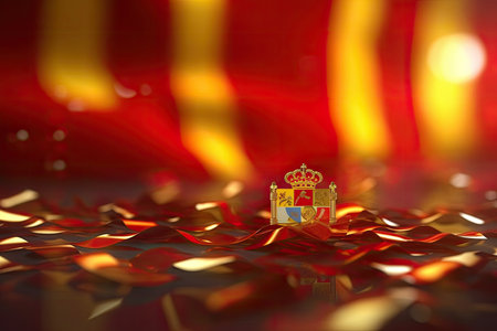 3d minimalist Spain flag bokeh background Generative AIの素材