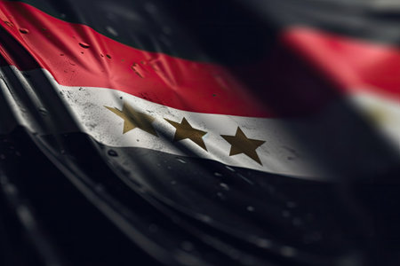 3d minimalist Syria flag bokeh background Generative AIの素材