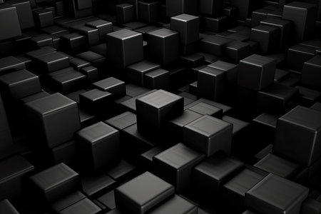 A black background with a set of cubesの素材