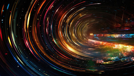 A black hole in a tunnel with a spiral in the center. The effect of the dark. very vivid coloursの素材