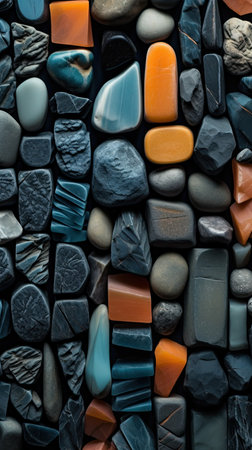 A collection of different colored stones including one that is made of stoneの素材