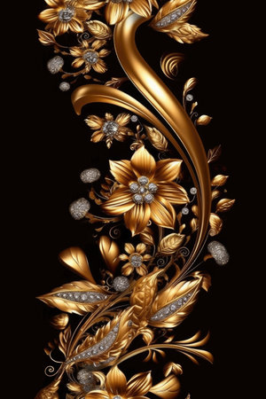 A gold and black wallpaper with a flower design like chocolateの素材