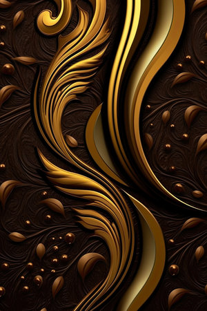 A gold and black wallpaper with a flower design like chocolateの素材