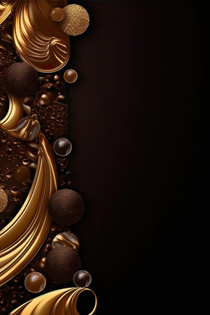 A gold and black wallpaper with a flower design like chocolateの素材